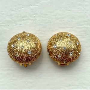 Christian Dior Vintage Rhinestone Earrings Clip on